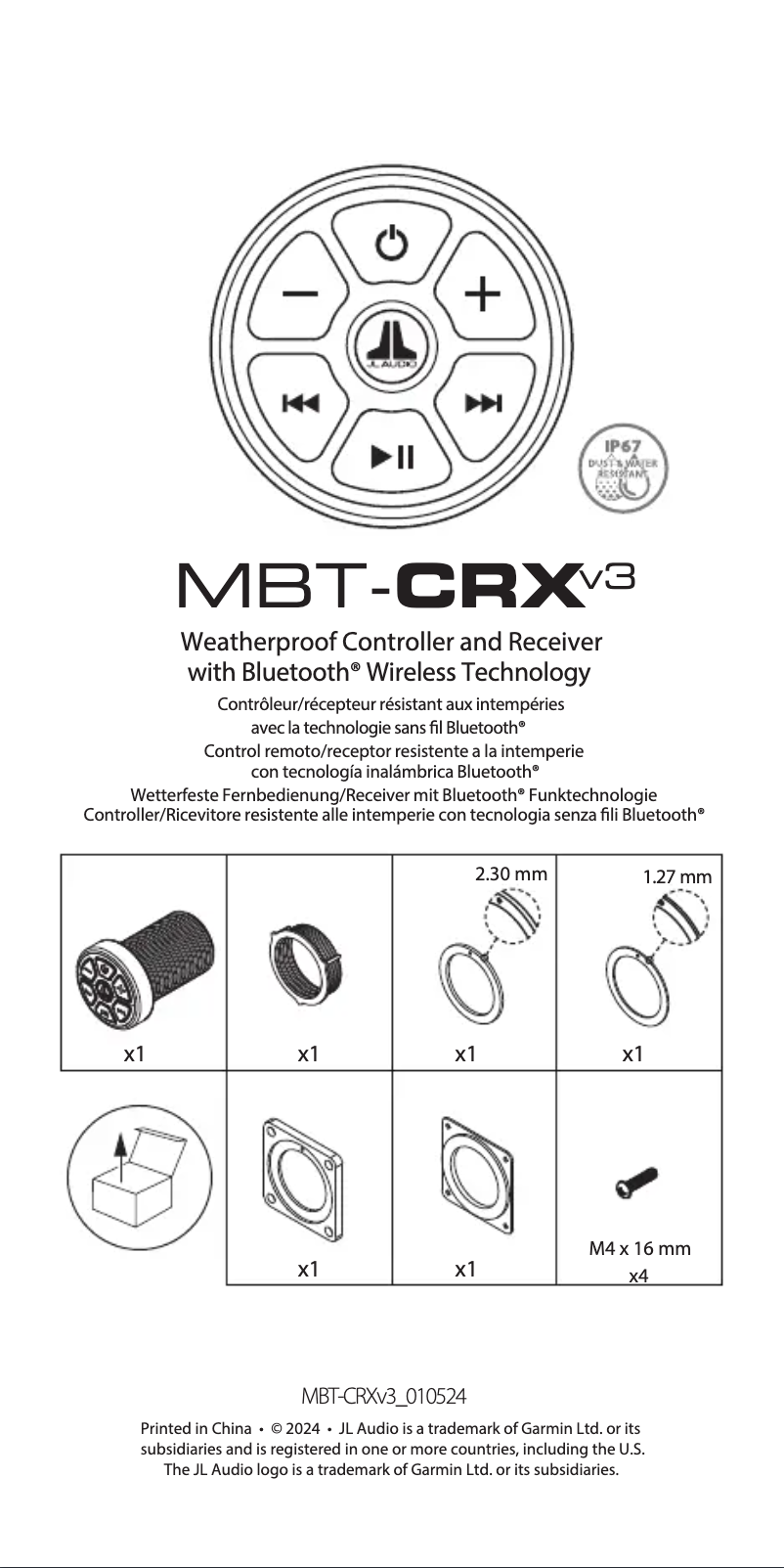 Page 1 de la notice Manuel utilisateur JL Audio MBT-CRXv3