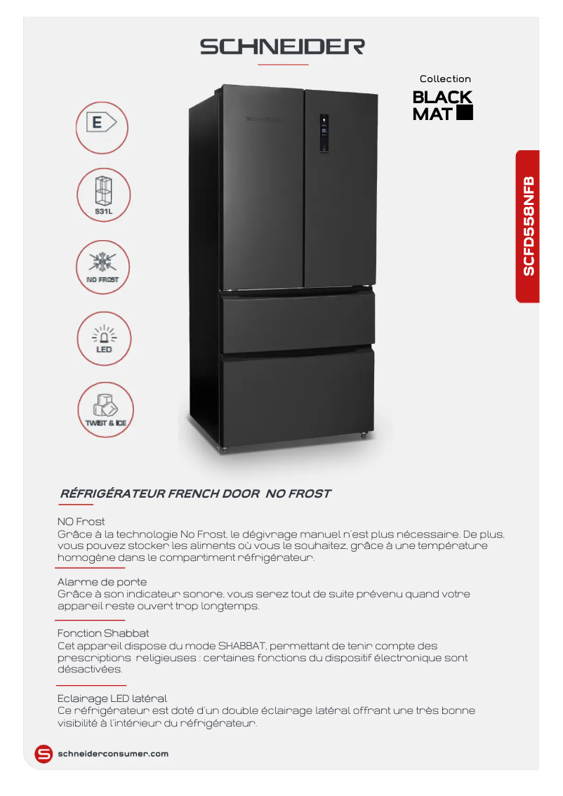 Page 1 de la notice Fiche technique Schneider SCFD558NFB