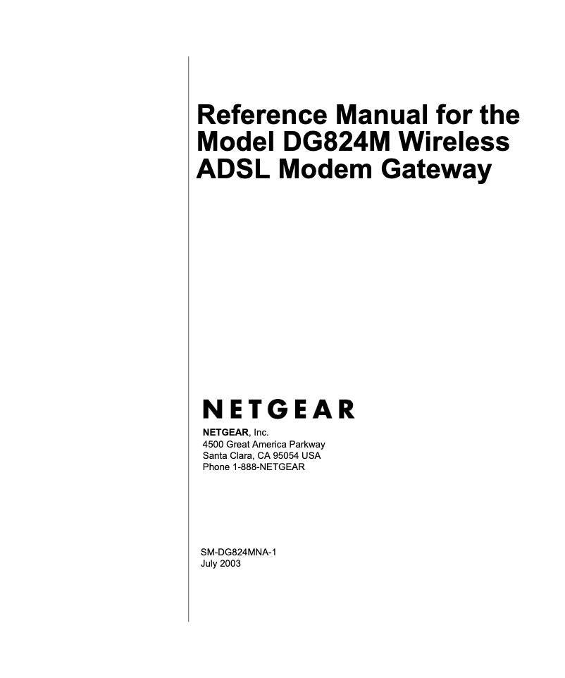 Page 1 de la notice Manuel utilisateur Netgear DG824M