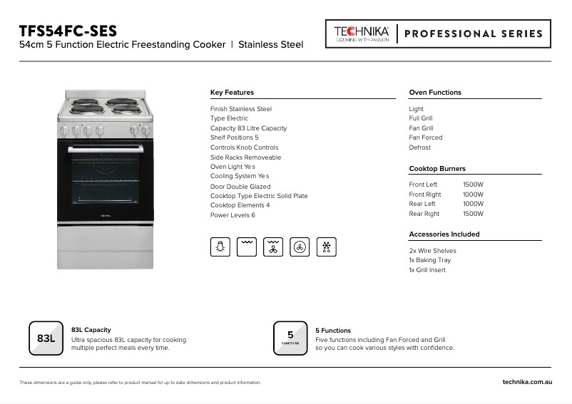 Page n°1 - Fiche technique Technika TFS54FC-SES