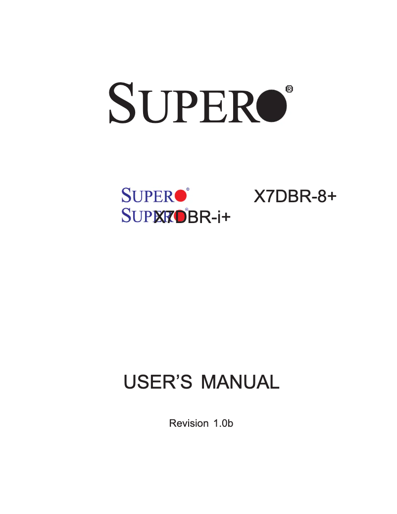 Page n°1 - Manuel utilisateur Supermicro X7DBR-8+