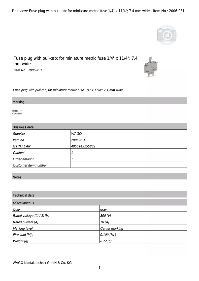 Page 1 de la notice Manuel utilisateur Wago 2006-931