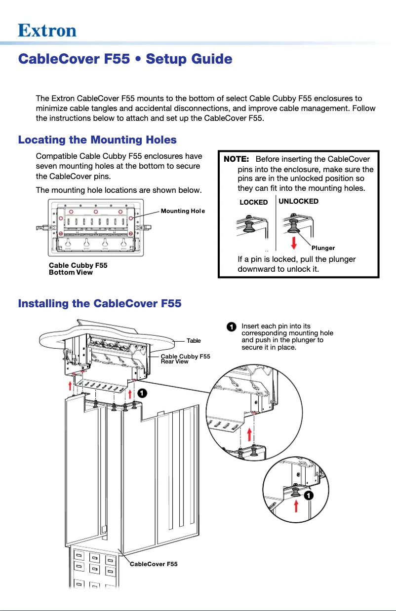 Image de la première page du manuel de l'appareil CableCover F55
