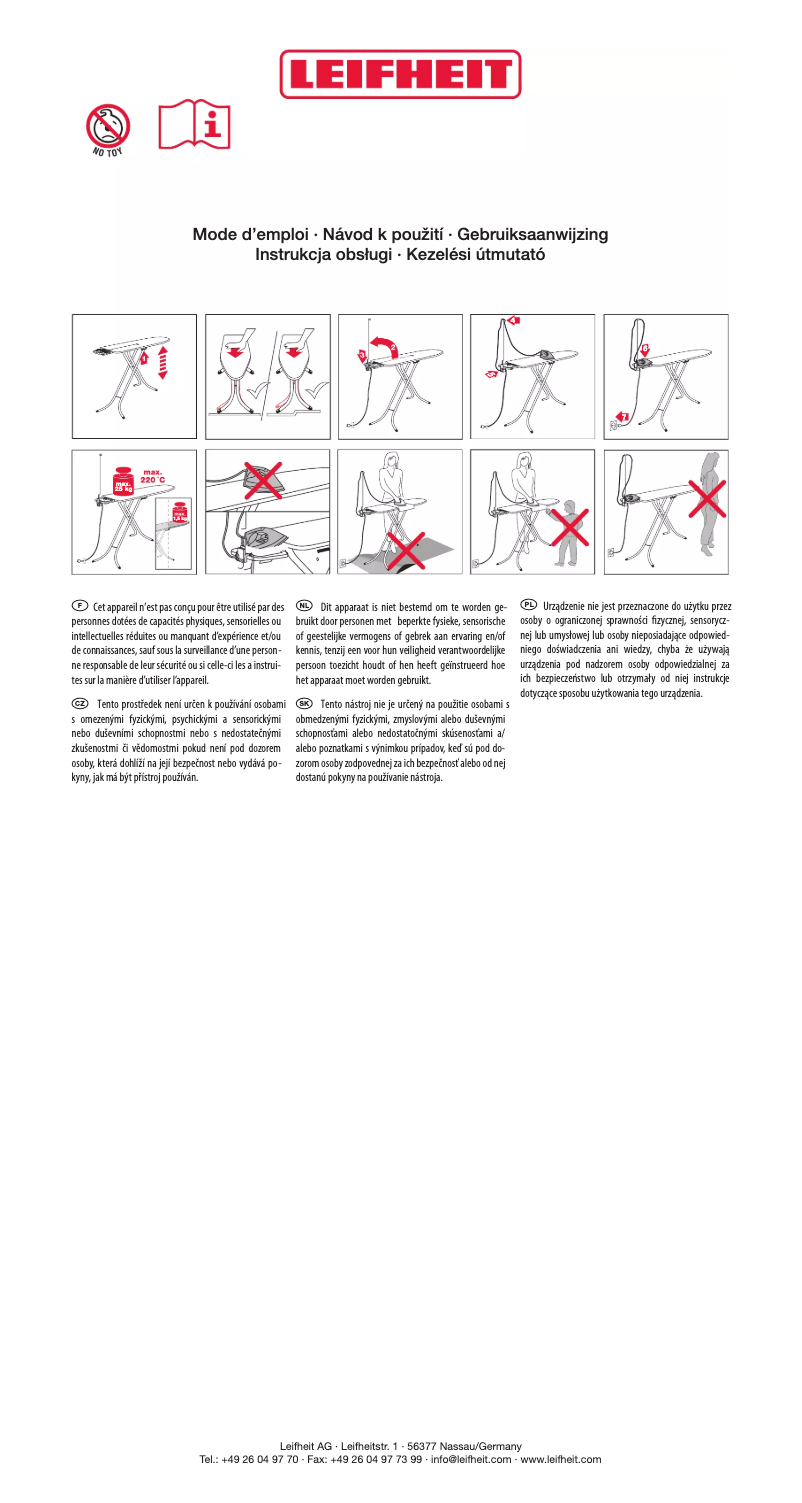 Página 1 del manual Manual de usuario Leifheit Air Board M Compact Plus 72616