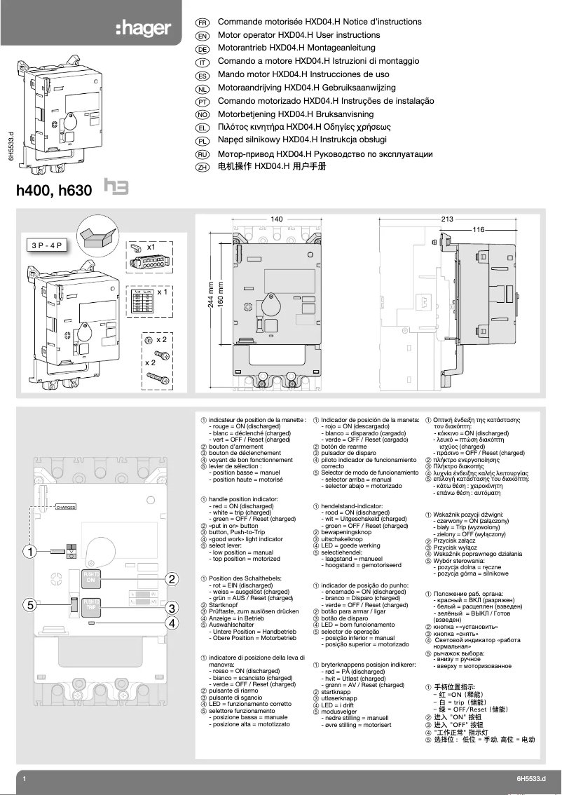 Page n°1 - Manuel utilisateur Hager HXD040H
