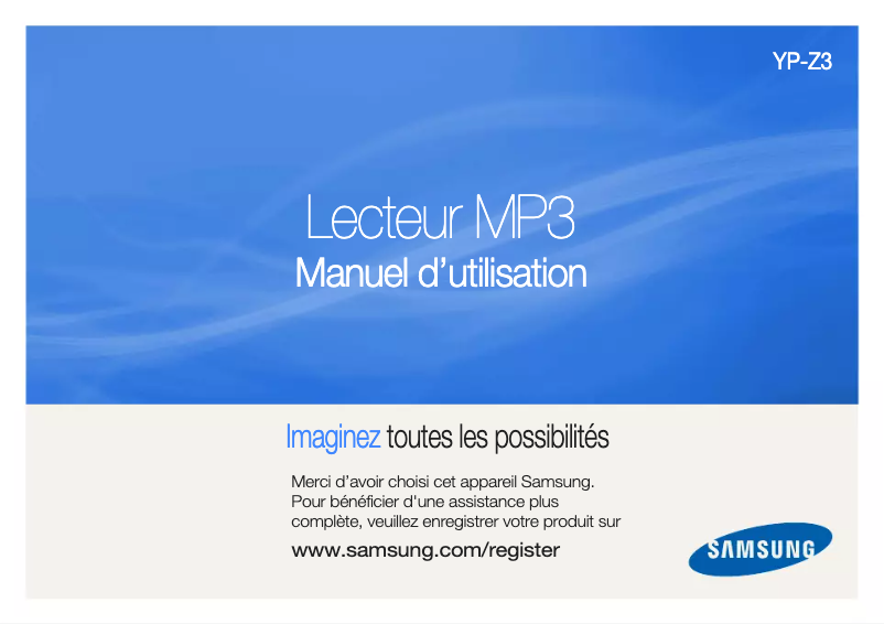 Page 1 de la notice Manuel utilisateur Samsung YP-Z3CP