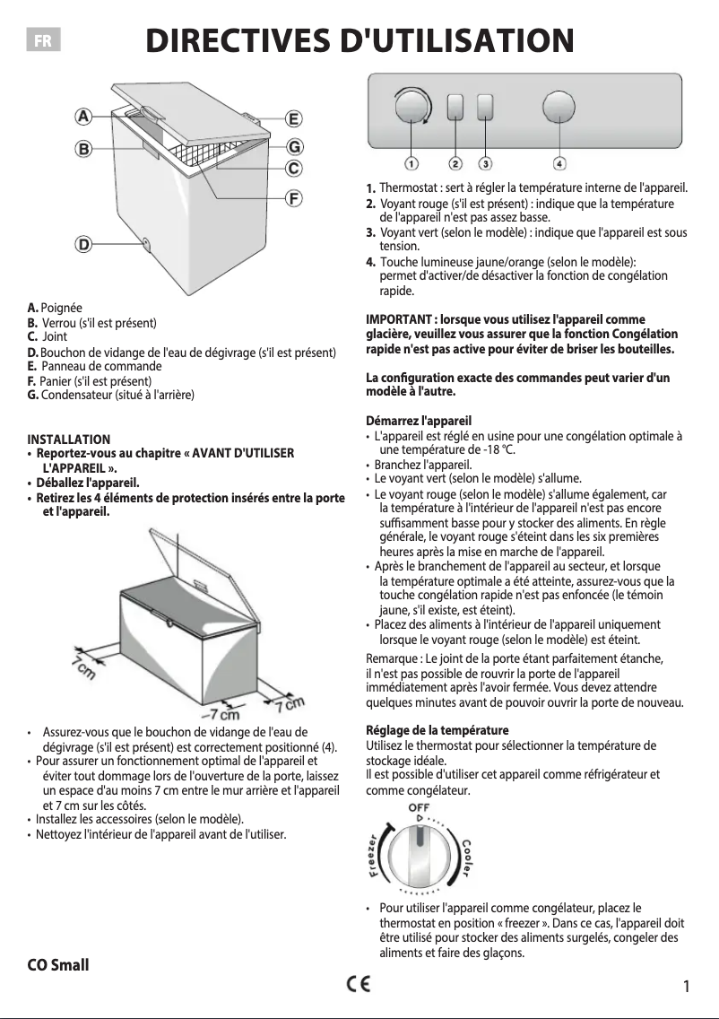 Page 1 de la notice Manuel utilisateur Whirlpool CF 20 2