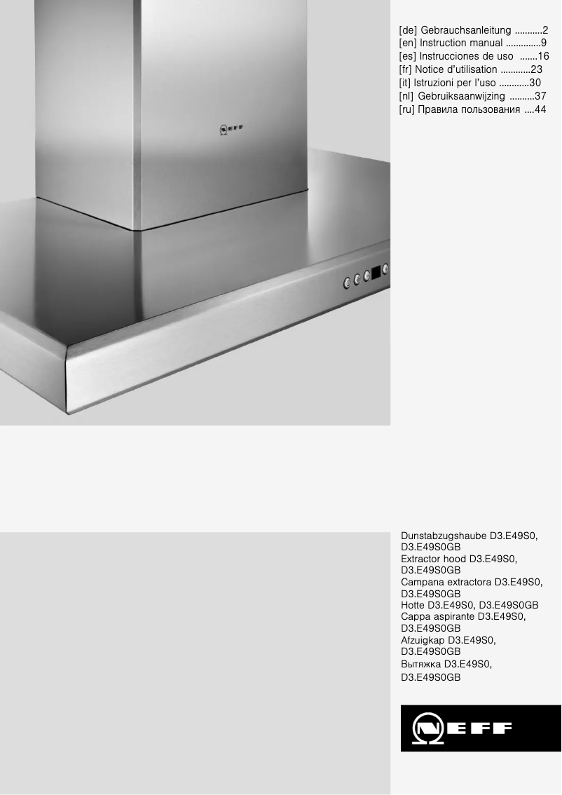 Page 1 de la notice Manuel utilisateur Neff DSE 3949 S
