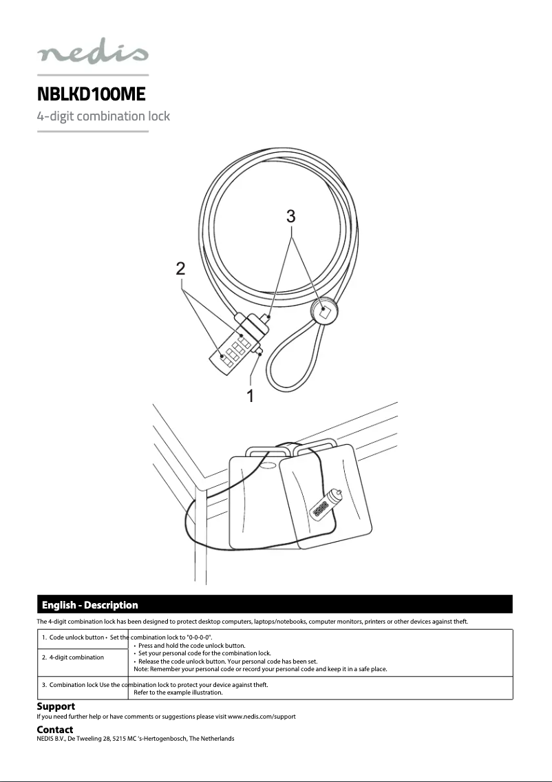 Page 1 de la notice Manuel utilisateur Nedis NBLKD100ME