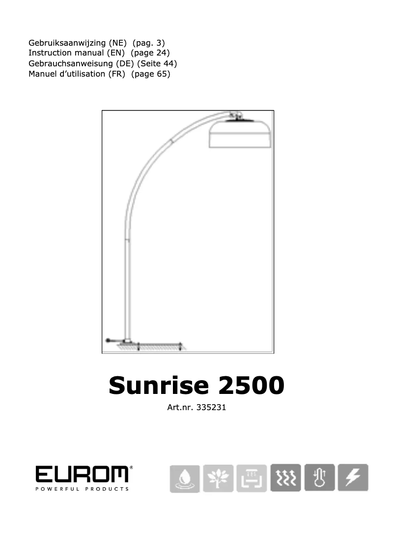 Page 1 de la notice Manuel utilisateur Eurom Sunrise 2500