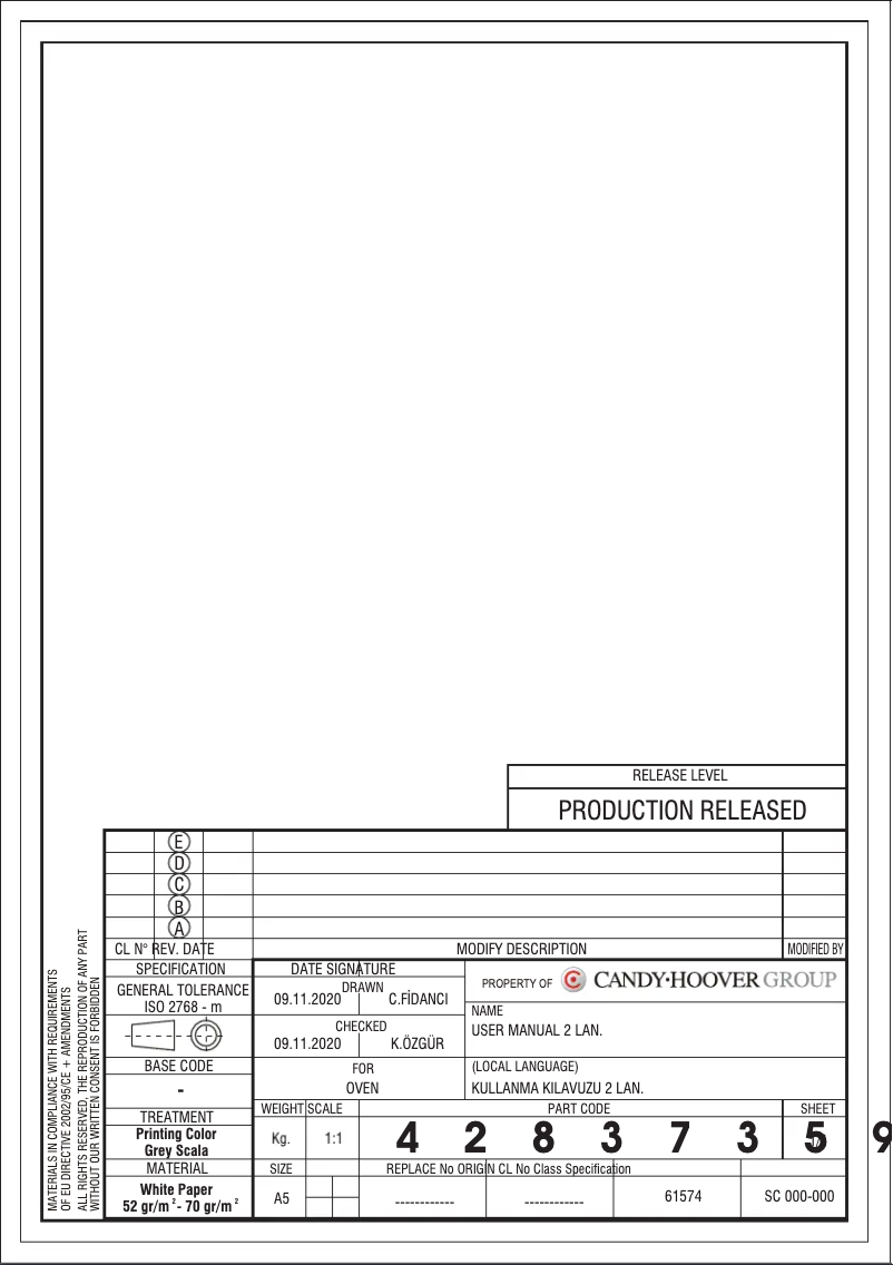 Page 1 de la notice Mode d'emploi Hoover HOC3U3148IN