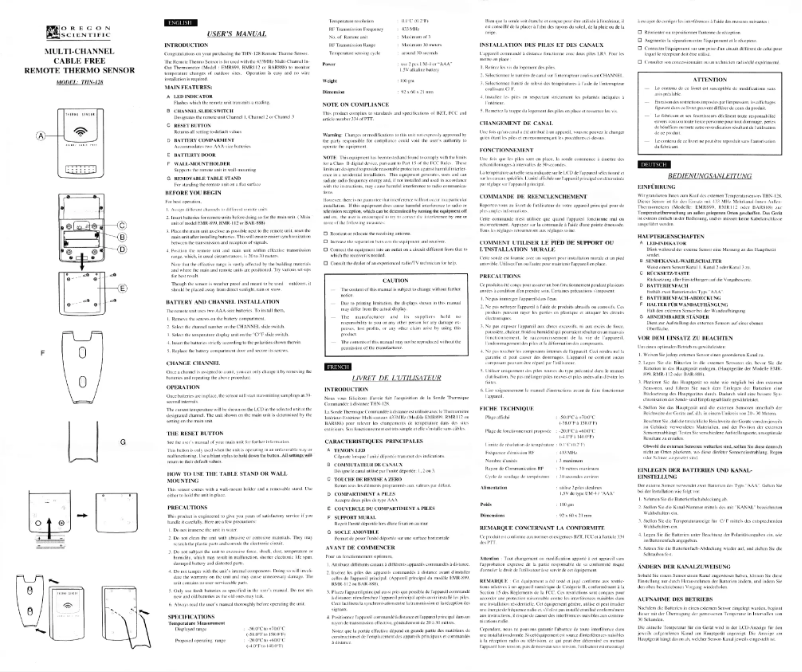 Image de la première page du manuel de l'appareil THN128