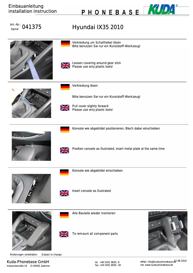 Page 1 de la notice Manuel utilisateur Kuda 041375