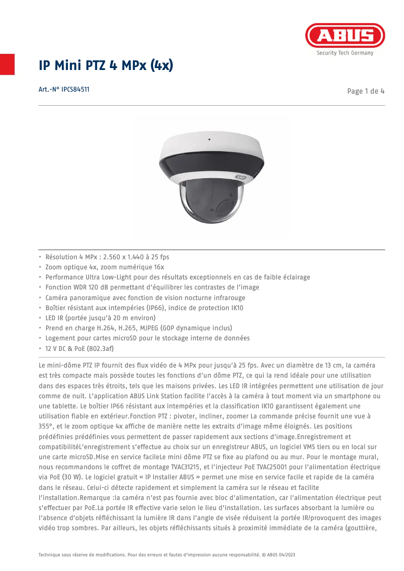 Image de la première page du manuel de l'appareil IPCS84511