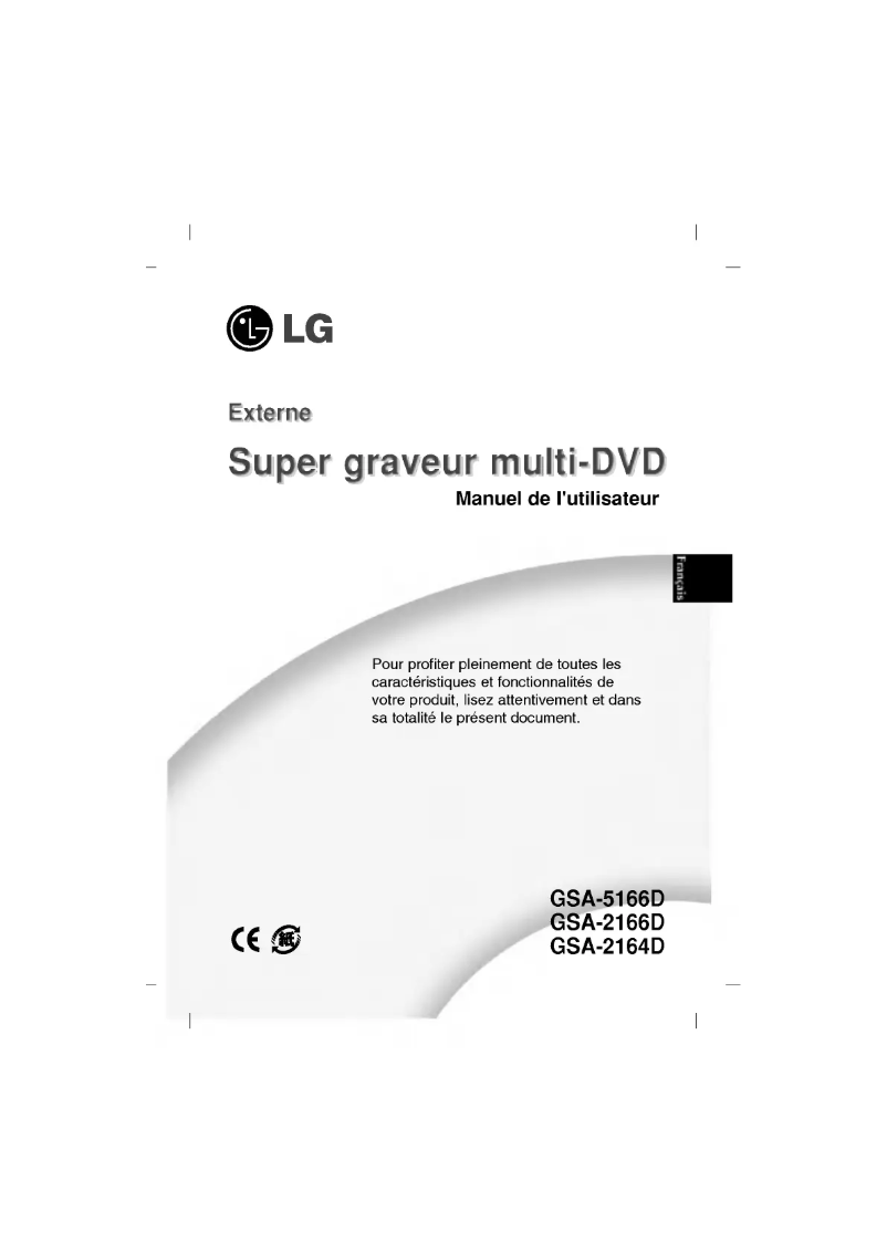 Page 1 de la notice Manuel utilisateur LG GSA-2166D