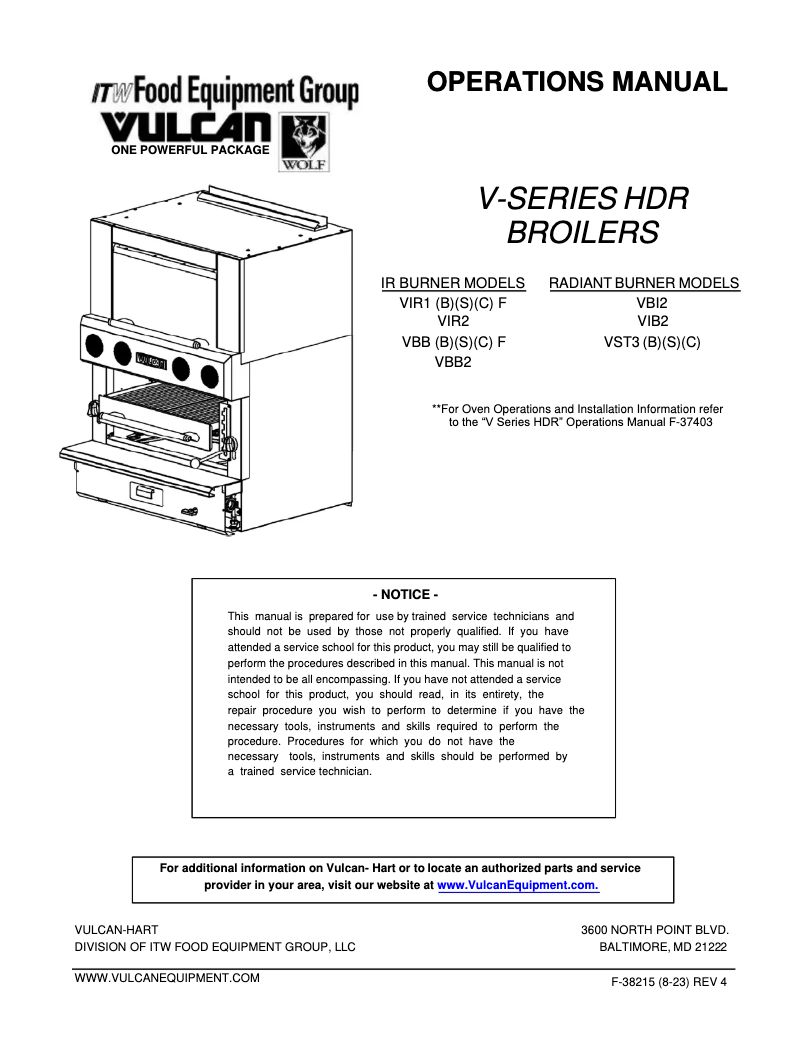 Page n°1 - Manuel utilisateur Vulcan VIR1BF