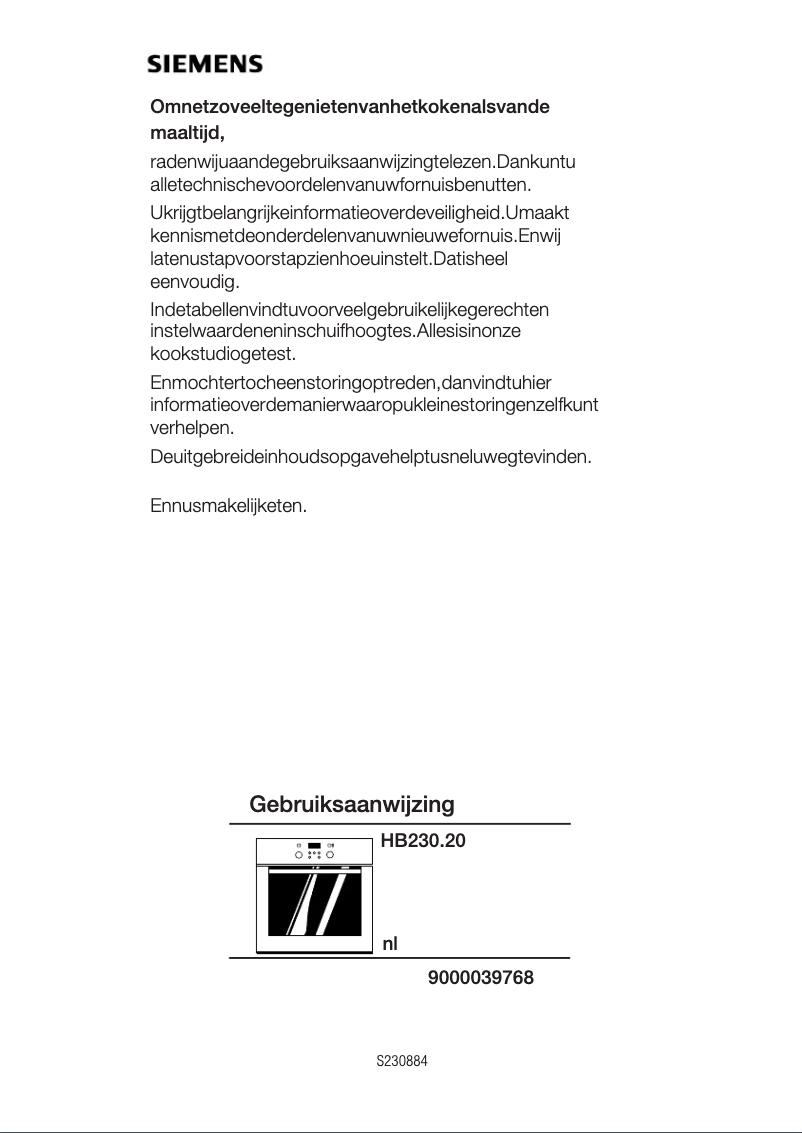 Page 1 de la notice Manuel utilisateur Siemens HB230220