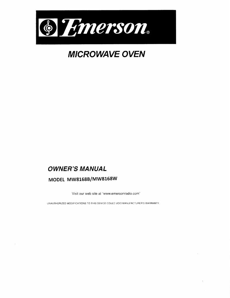 Page 1 de la notice Manuel utilisateur Emerson MW8168B