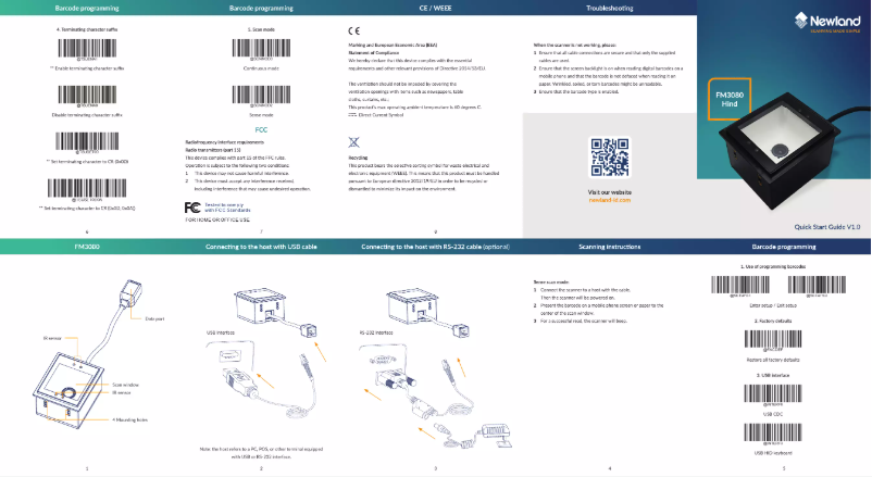 Page 1 de la notice Guide de démarrage rapide Newland FM3080 Hind