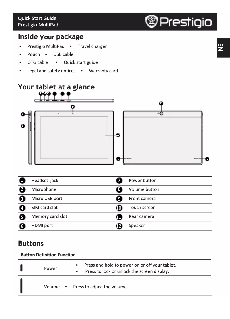 Page n°1 - Manuel utilisateur Prestigio MultiPad 4 Diamond 10.1 3G