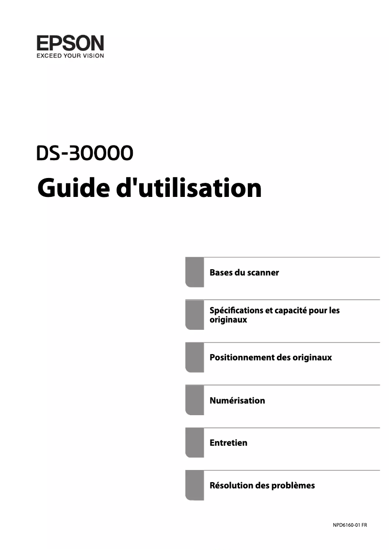 Page 1 de la notice Manuel utilisateur Epson WorkForce DS-30000