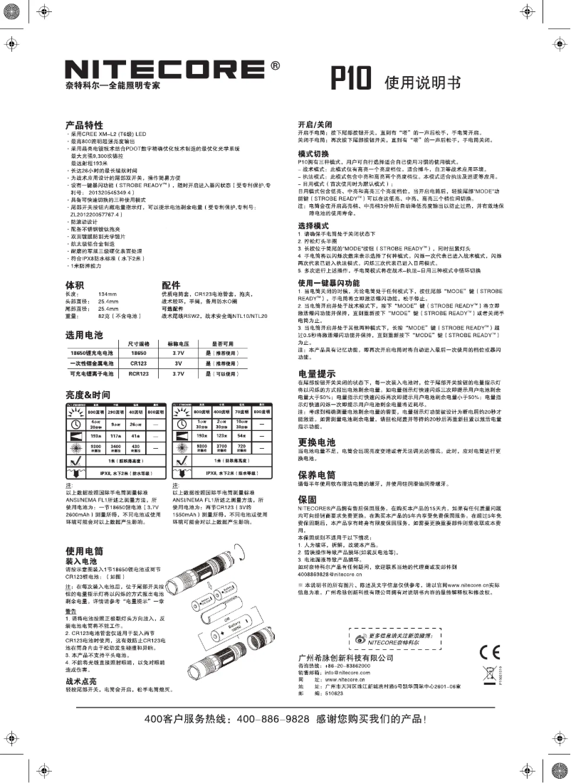 Página 1 del manual Manual de usuario Nitecore P10