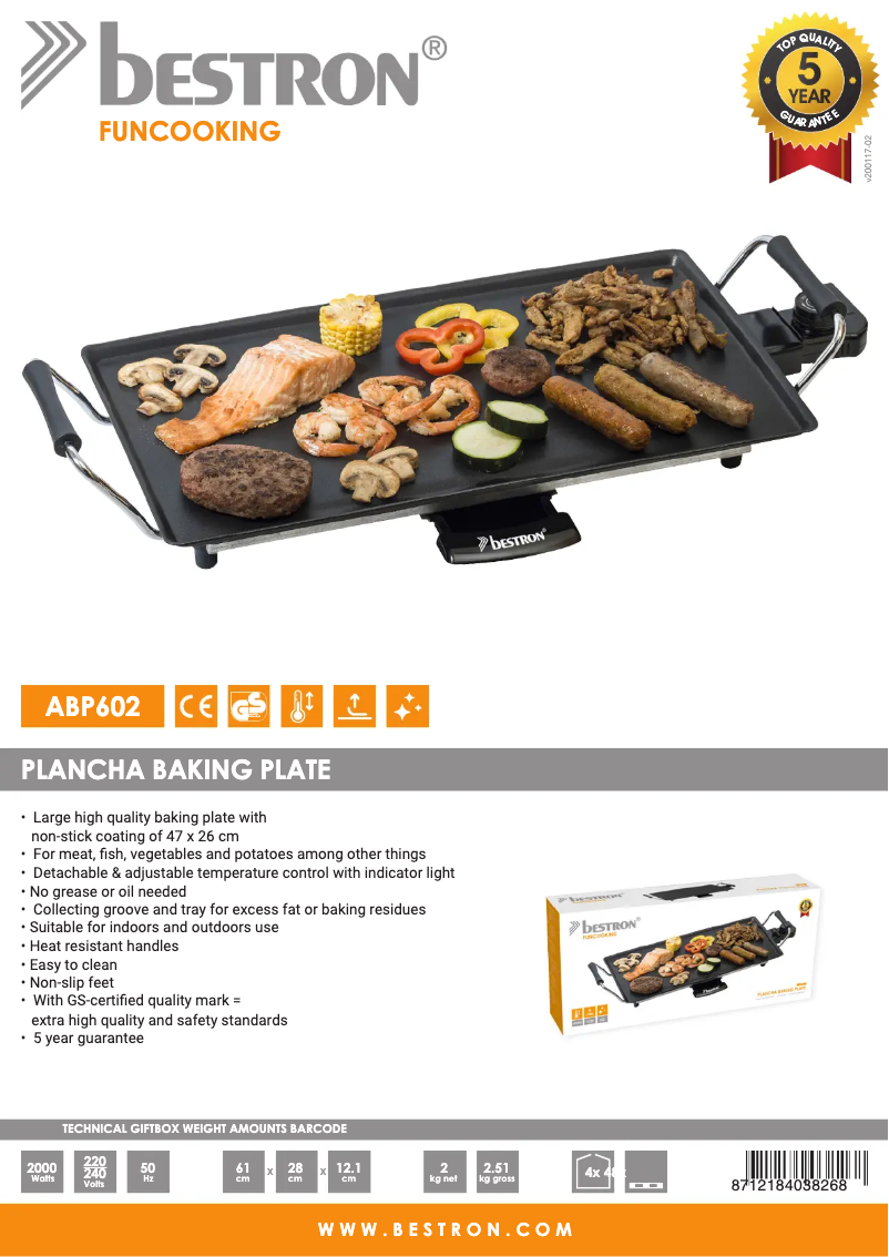 Page 1 de la notice Fiche technique Bestron ABP602