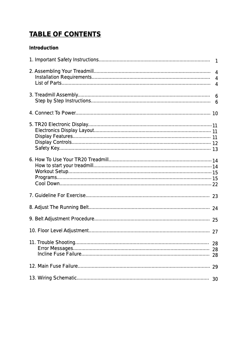 Page n°1 - Manuel utilisateur SportsArt TR20