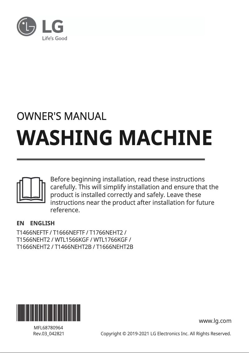 Page 1 de la notice Manuel utilisateur LG T1666NEHT2B
