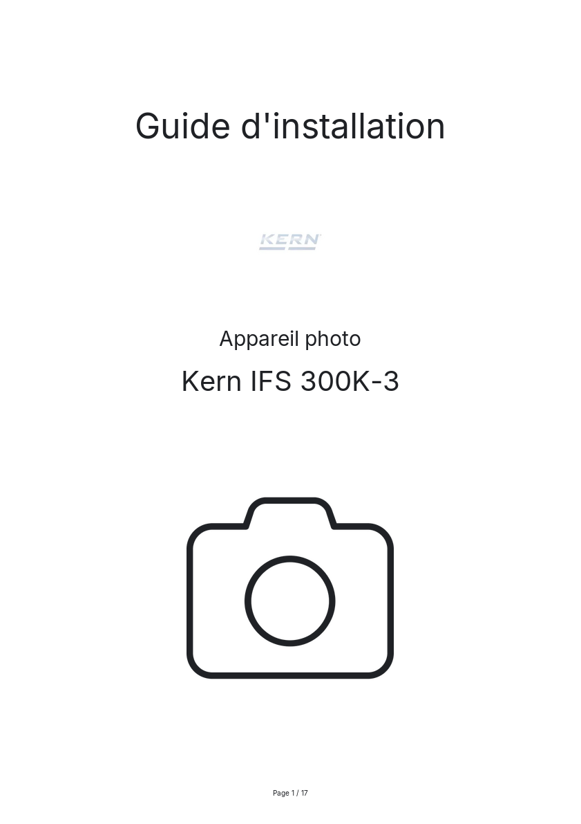 Page n°1 - Guide d'installation Kern IFS 300K-3