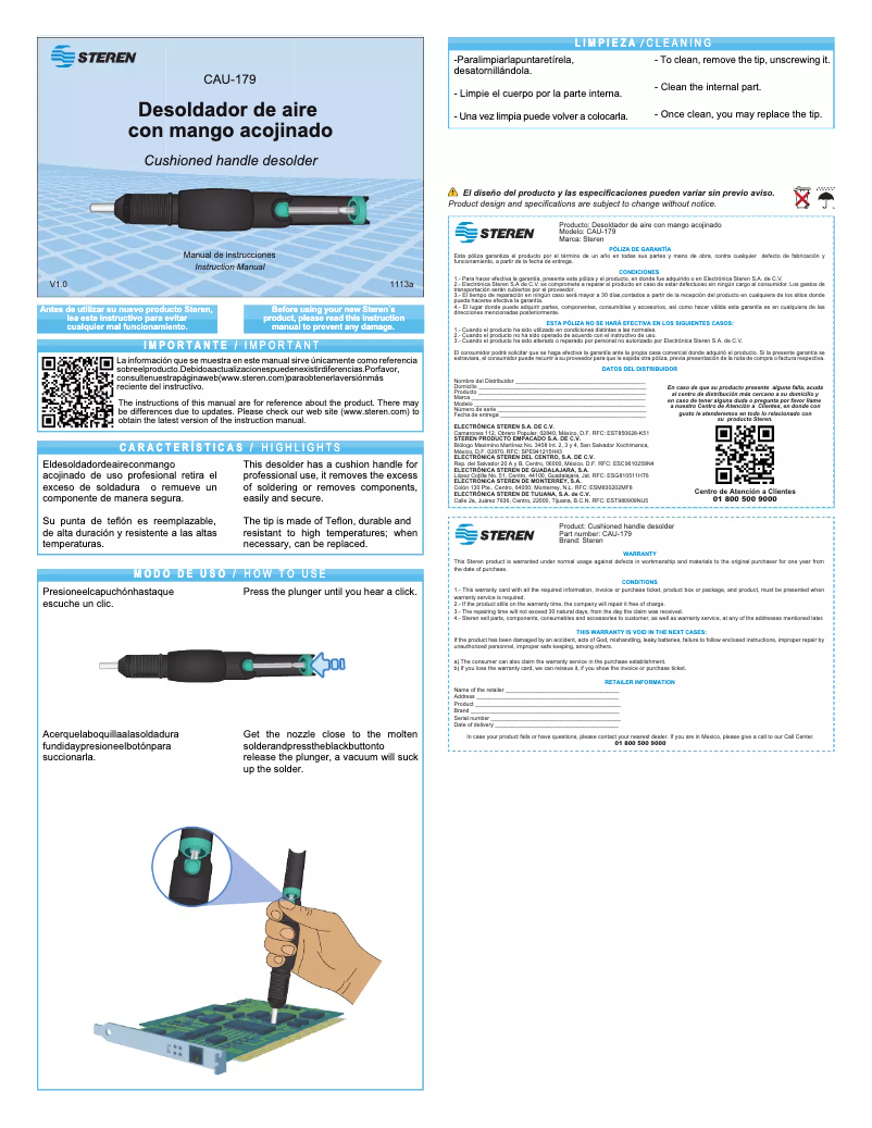 Image de la première page du manuel de l'appareil CAU-179