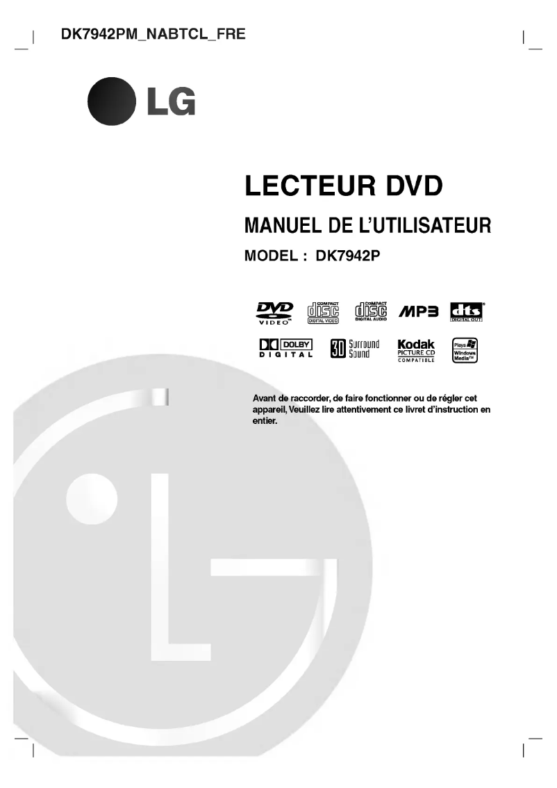 Page 1 de la notice Manuel utilisateur LG DK7942PM