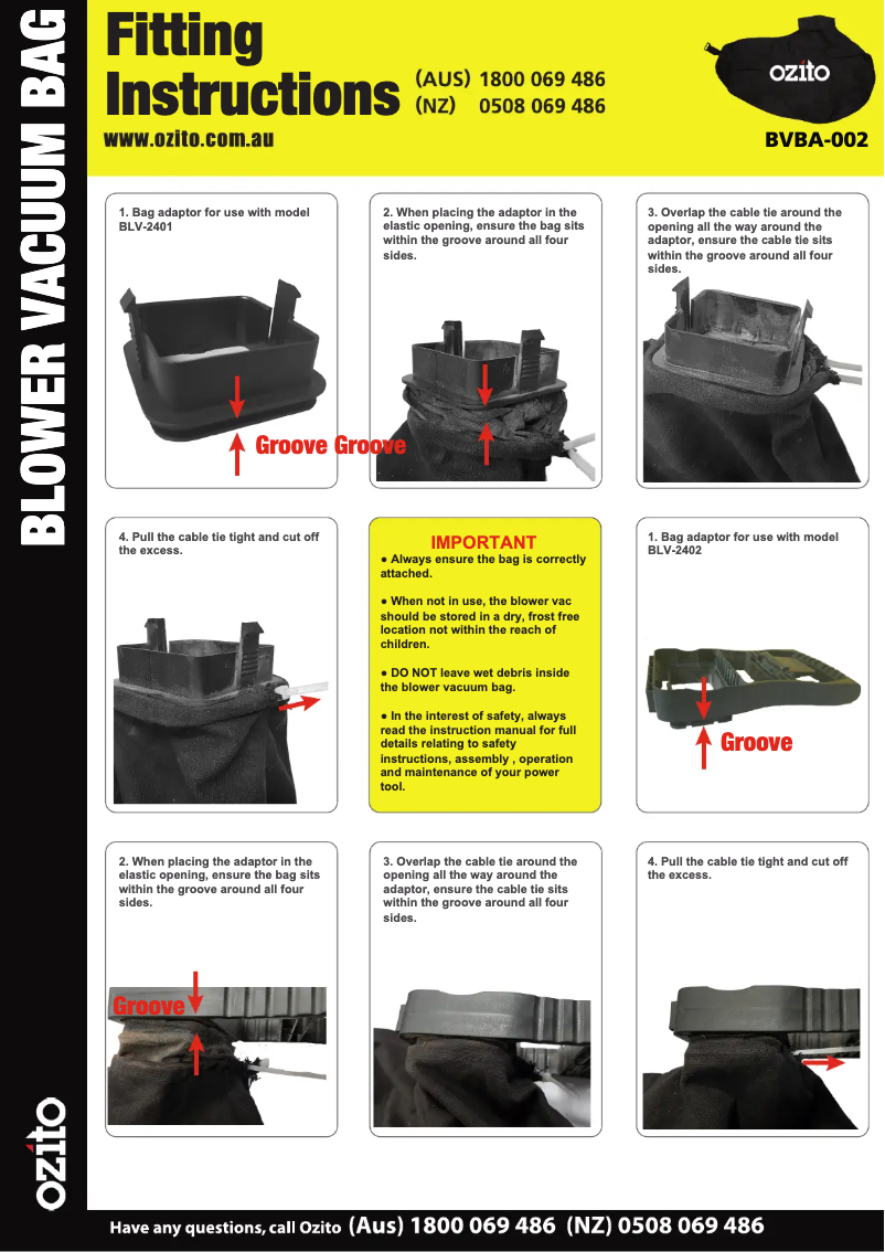 Page 1 de la notice Manuel utilisateur Ozito BVBA-002