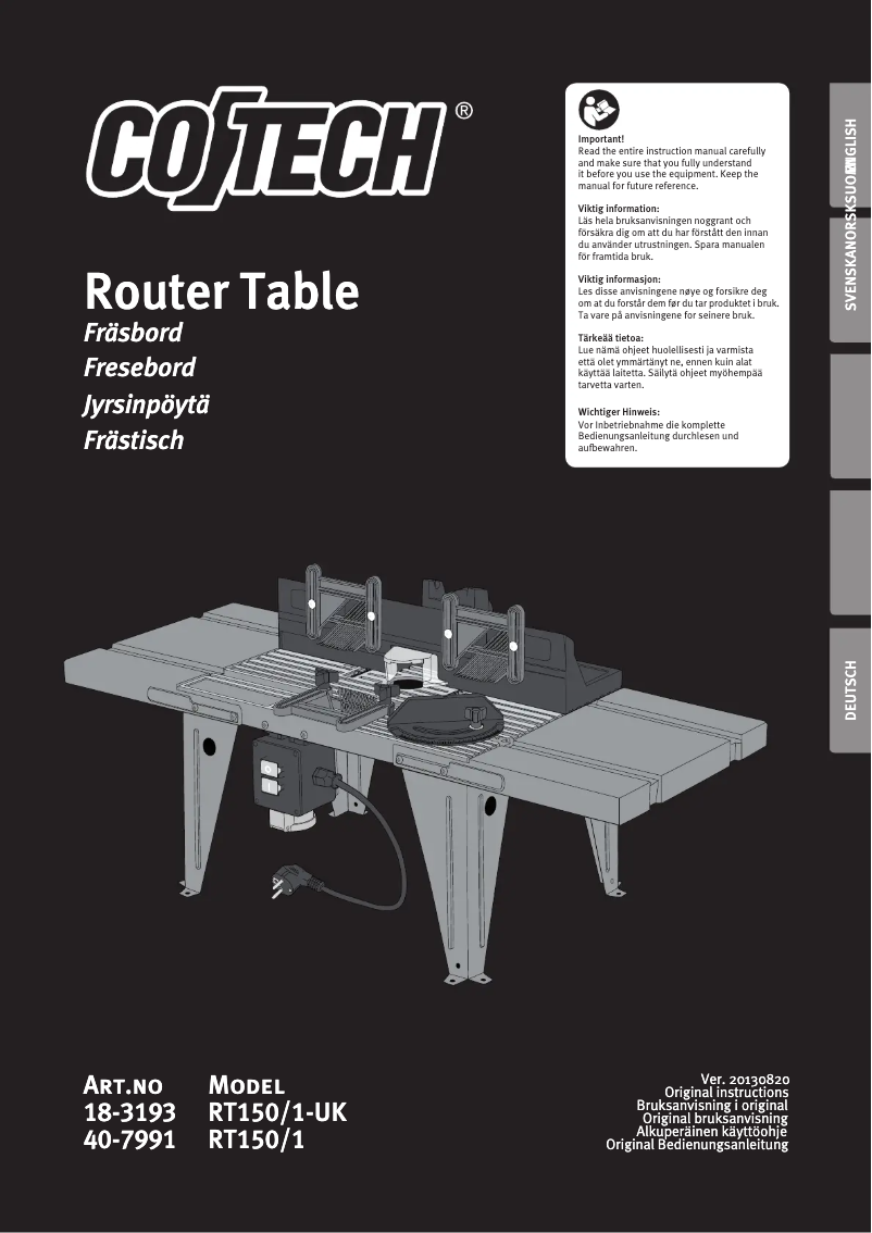 Image de la première page du manuel de l'appareil RT150/1