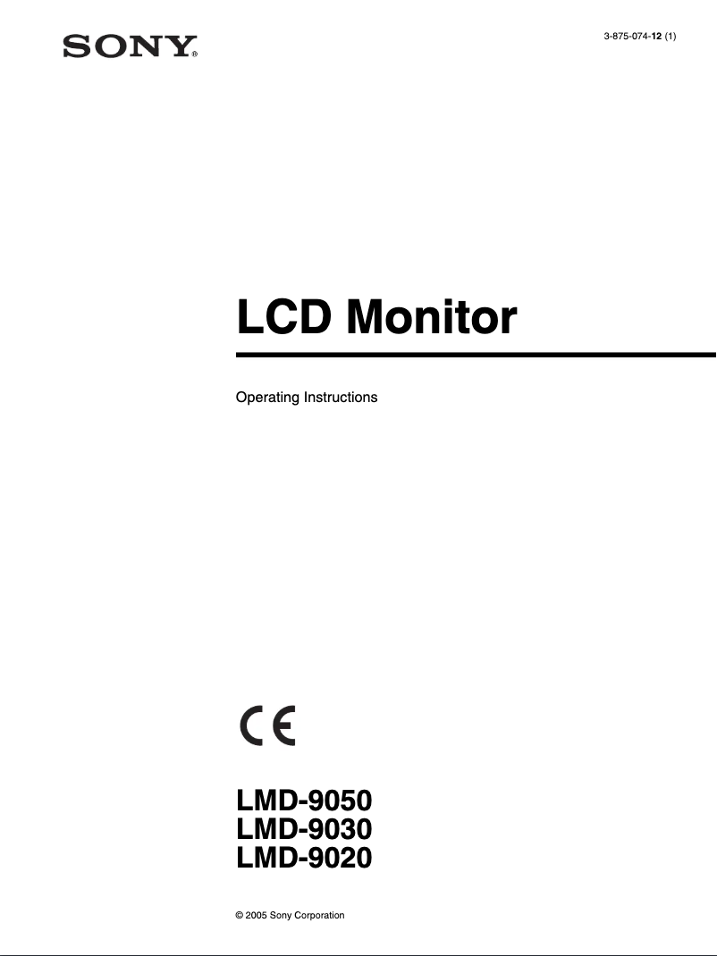 Page 1 de la notice Manuel utilisateur Sony LMD-9050