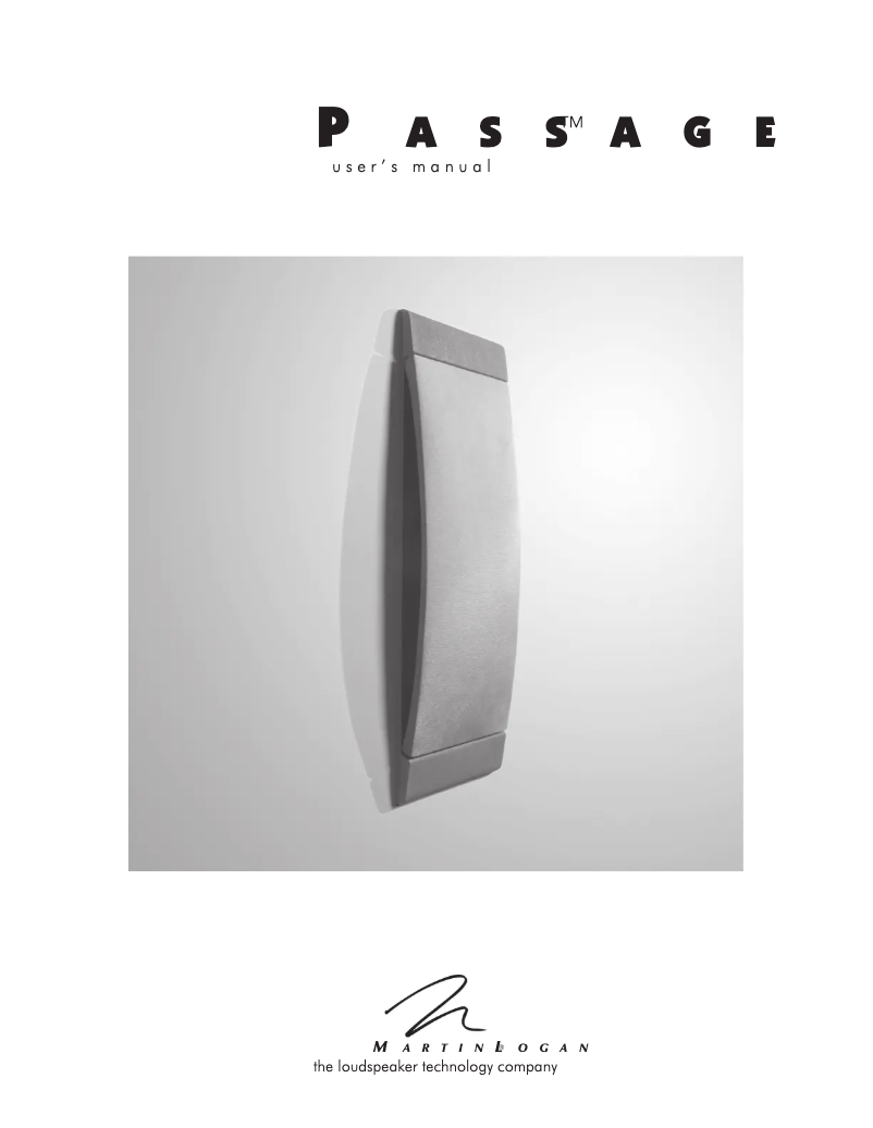Page 1 de la notice Manuel utilisateur Martin Logan Passage
