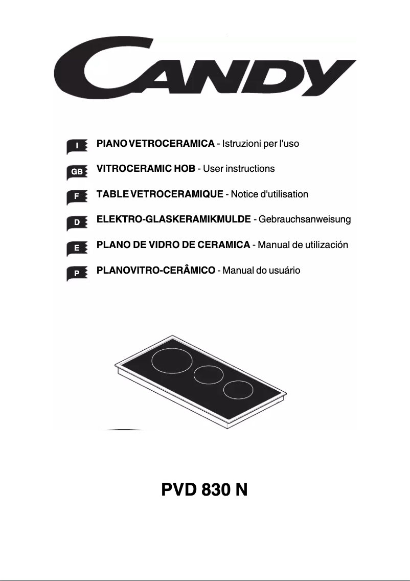 Page n°1 - Manuel utilisateur Candy PC PVD 830 N