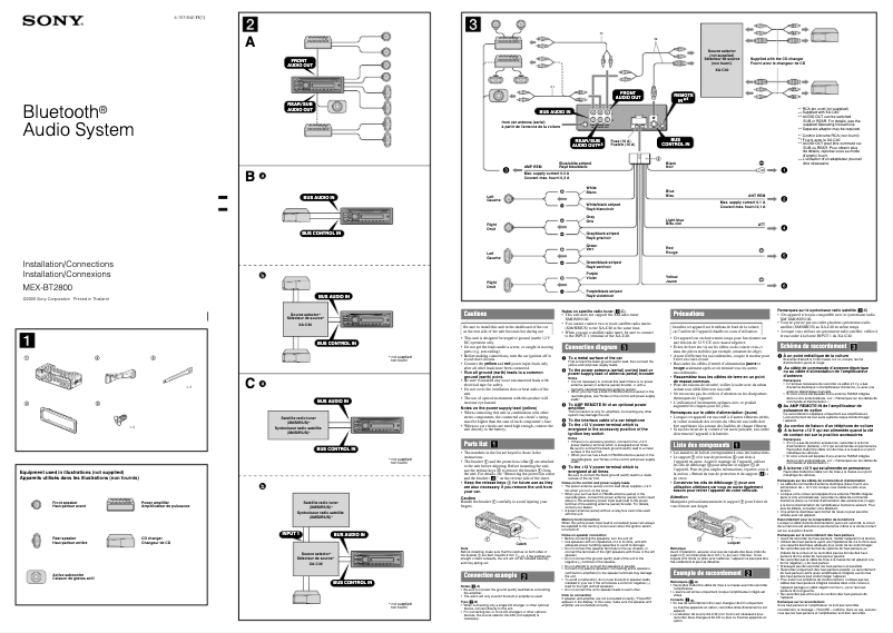 Page 1 de la notice Guide d'installation Sony MEX-BT2800