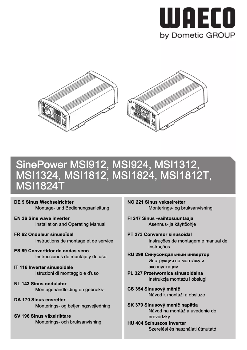Page n°1 - Manuel utilisateur Waeco SinePower MSI1824