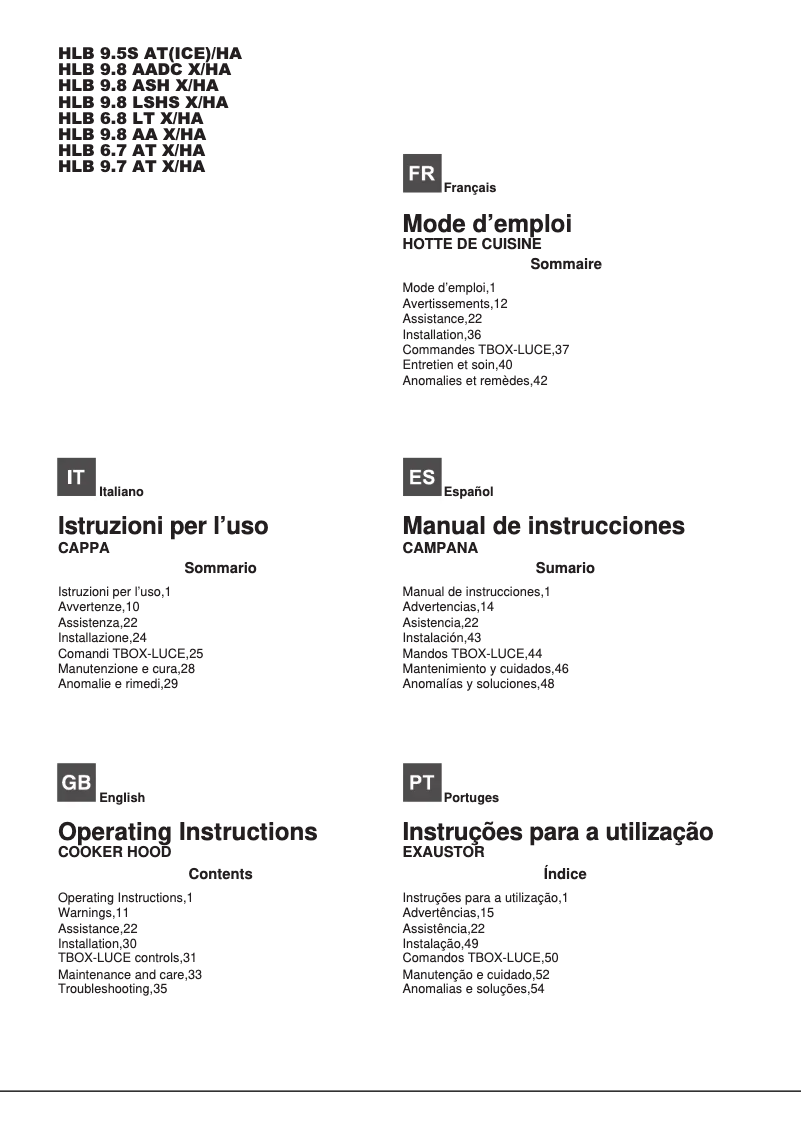 Page 1 de la notice Manuel utilisateur Hotpoint Ariston HLB 9.8 ASH X/HA