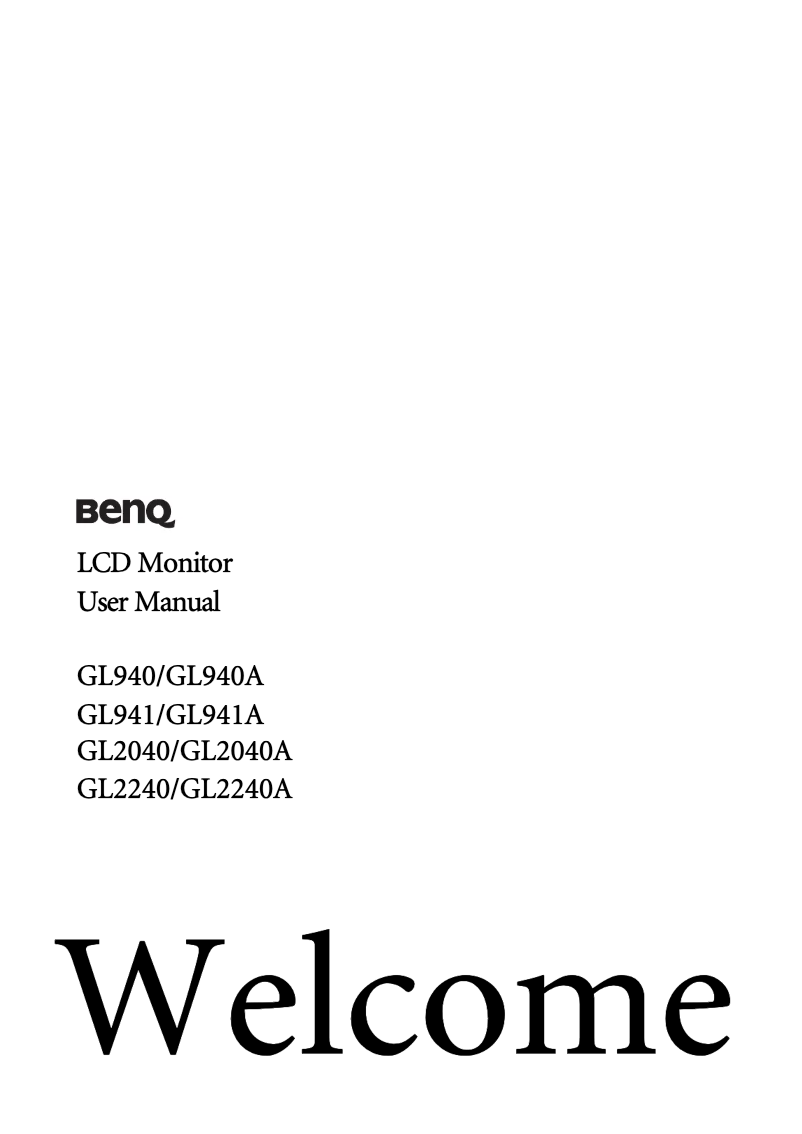 Page 1 de la notice Manuel utilisateur BenQ GL941A