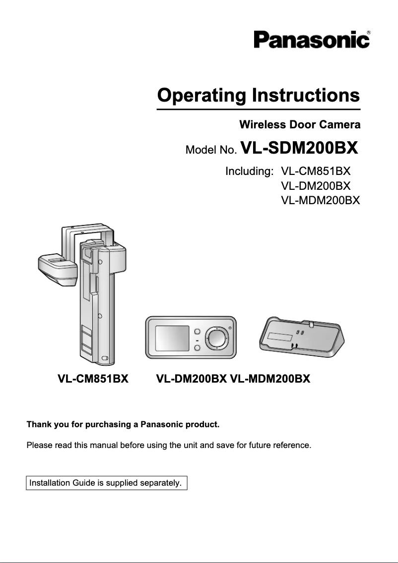 Image de la première page du manuel de l'appareil VL-SDM200BX