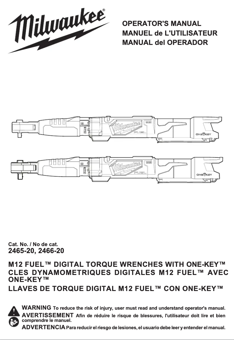 Page 1 of the manual User Manual Milwaukee 2466-20