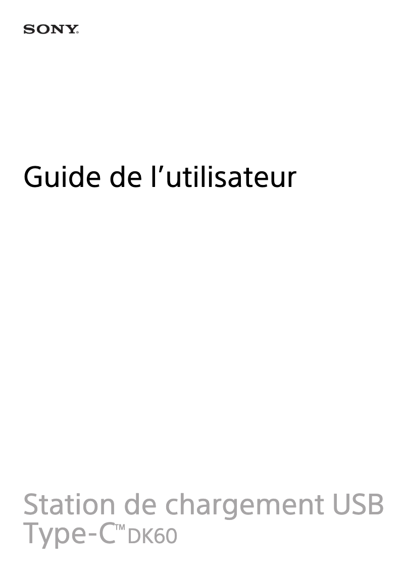 Page n°1 - Manuel utilisateur Sony DK60