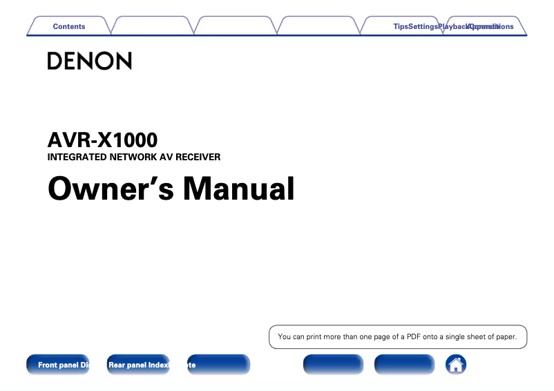 Page n°1 - Manuel utilisateur Denon AVR-X1000