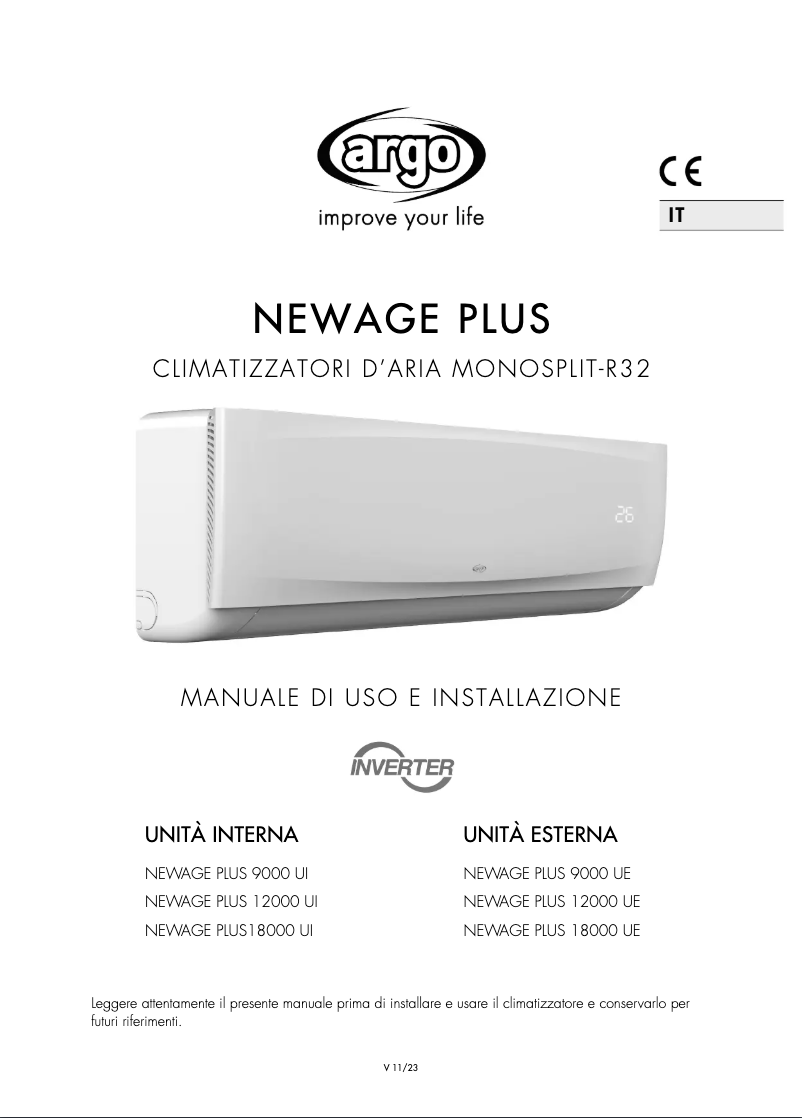 Page n°1 - Manuel utilisateur Argoclima NEWAGE PLUS 12000 UI