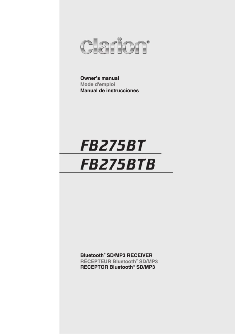 Page n°1 - Manuel utilisateur Clarion FB275BT