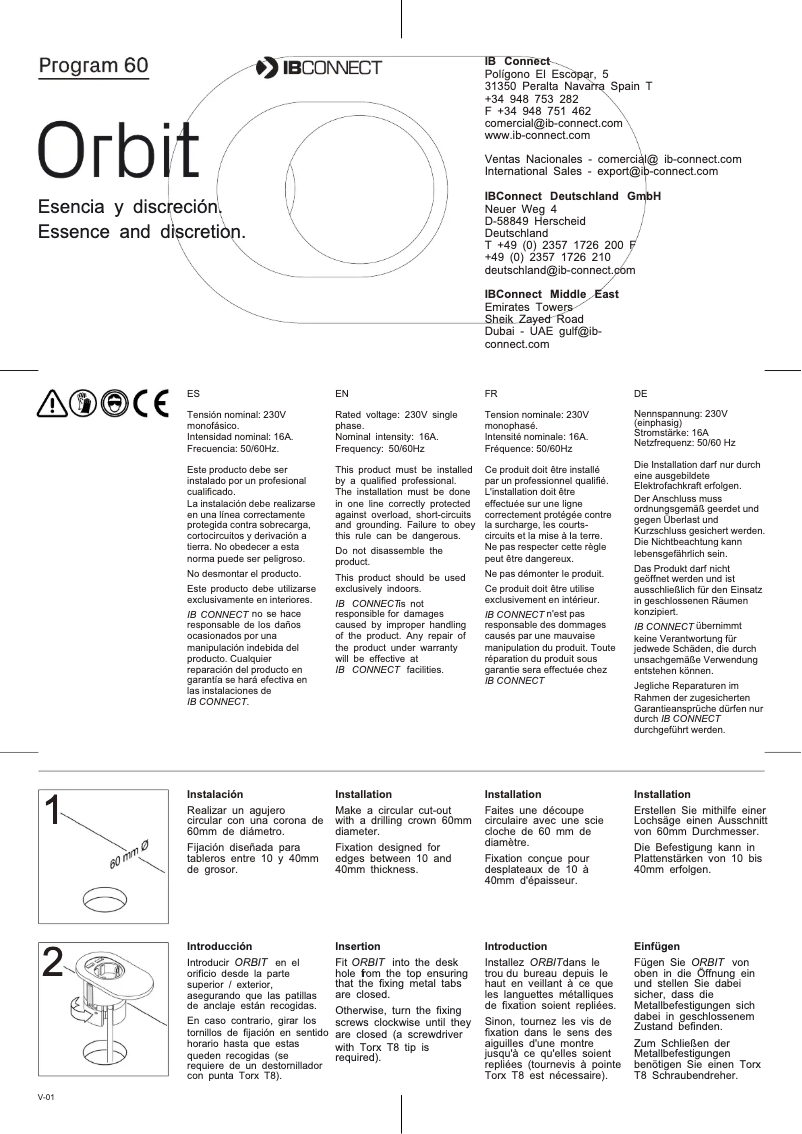 Image de la première page du manuel de l'appareil Orbit