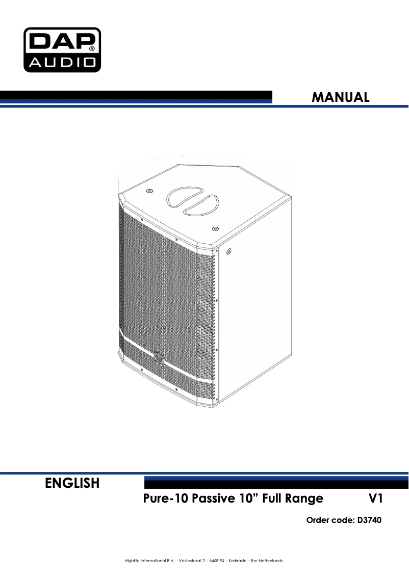 Page n°1 - Manuel utilisateur DAP-Audio Pure-10
