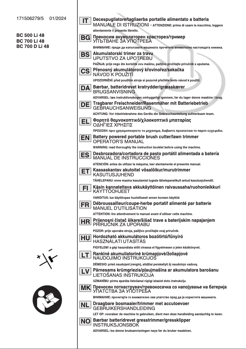 Page n°1 - Manuel utilisateur Stiga BC 700e